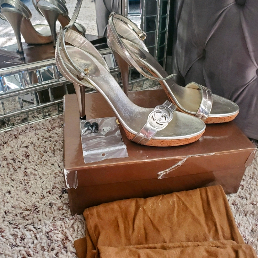 Silver Gucci Sandals